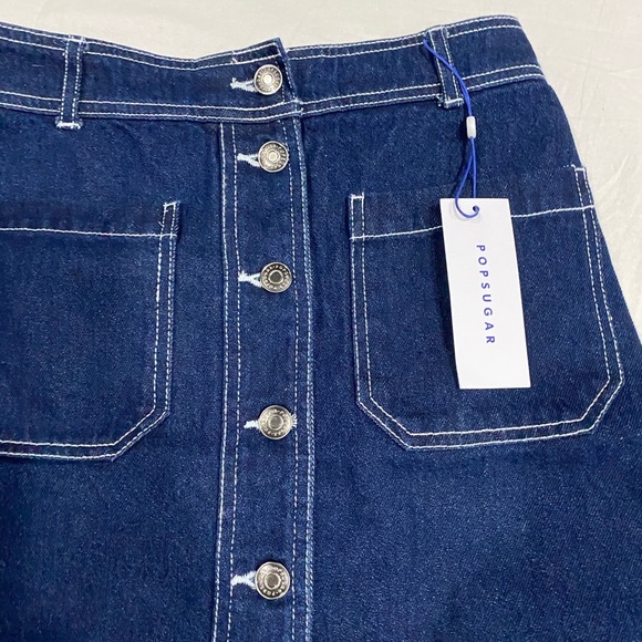 Popsugar Light Wash Button Up Skirt Size 4 - Picture 2 of 5